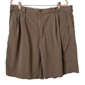 Tommy Bahama Shorts Mens Size‎ 36 Brown Silk Cotton Chino Pleated Casual Beach